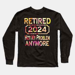 Retired In 2024 Tee - Groovy Backgrounds Long Sleeve T-Shirt